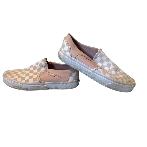 Vans Slip On Pink White Checkerboard Skate Shoes Sneakers Women's Priced to sell - Picture 3 of 5